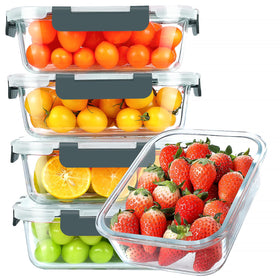 KOMUEE 30 oz glass meal prep container with lid, leak-proof for on-the-go meals.