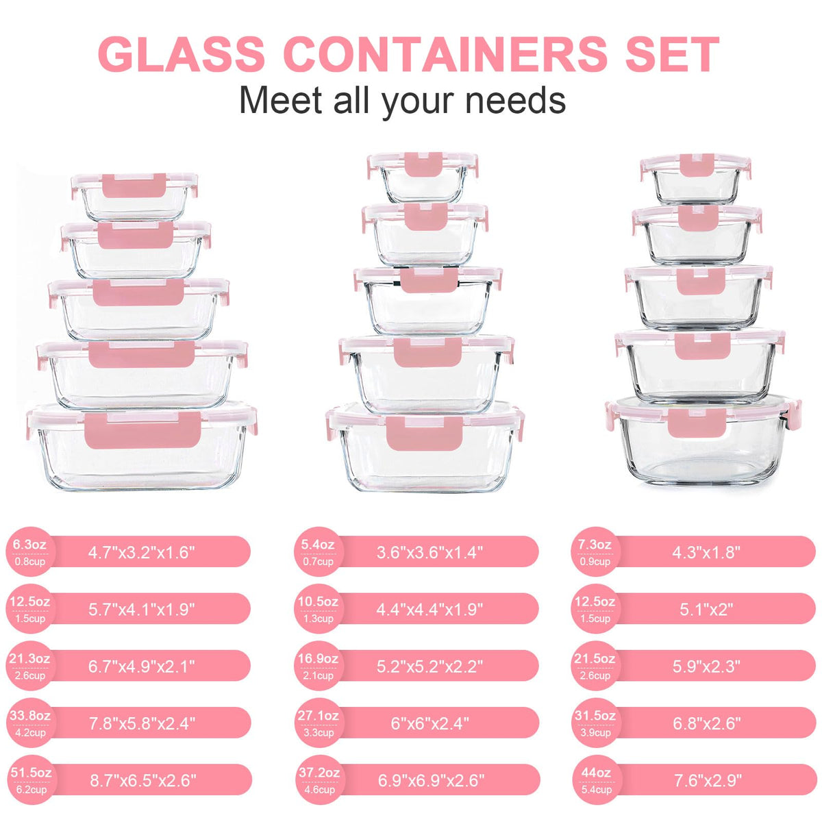 KOMUEE 33.8oz square glass container for bulk prep and storage.