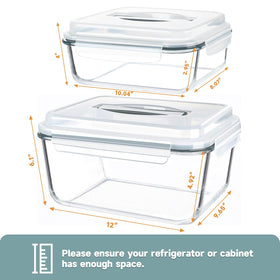 KOMUEE 76.4oz glass container ideal for large meals and leftovers.