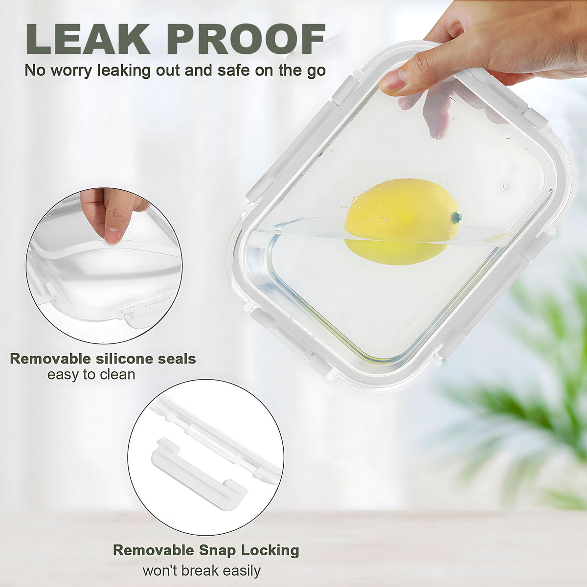 KOMUEE airtight lids prevent leaks and keep leftovers fresh longer.