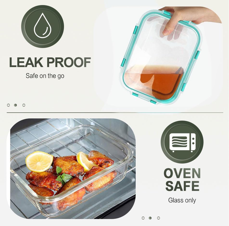 KOMUEE airtight snap-lock lids seal meals and prevent leaks.