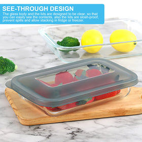 KOMUEE borosilicate glass bakeware with wide handles for safe oven transfer.