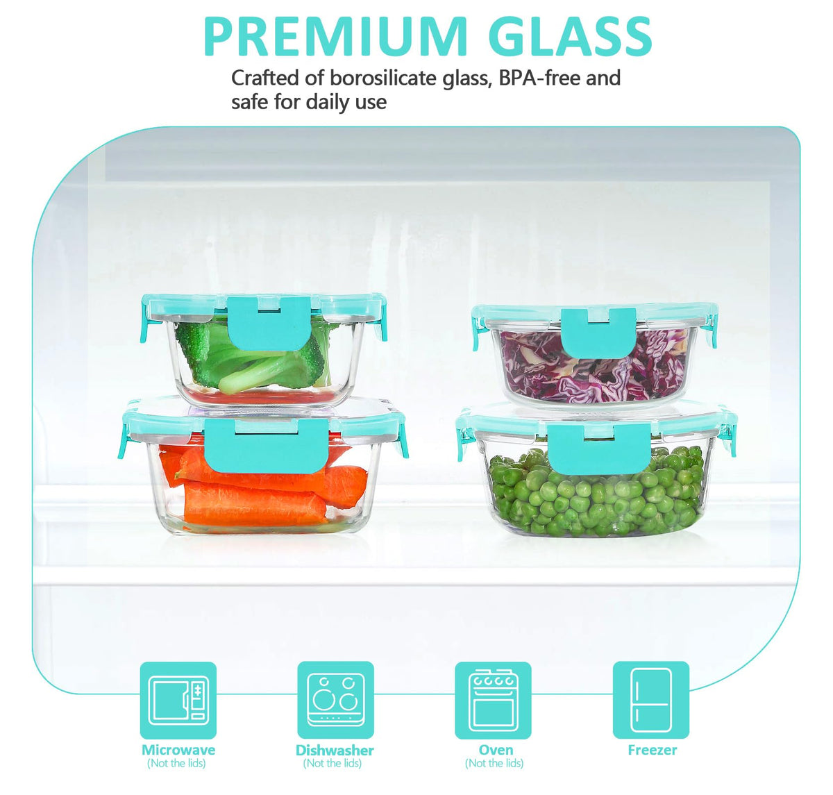 KOMUEE borosilicate glass withstands heat for versatile cooking and storage.