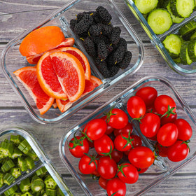 KOMUEE containers are freezer and dishwasher safe for convenient meal prep cleanup.