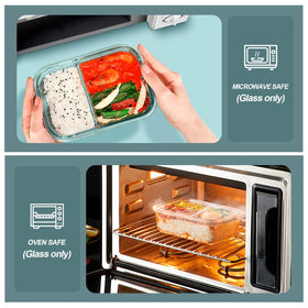 KOMUEE glass container suitable for freezer microwave and oven use.