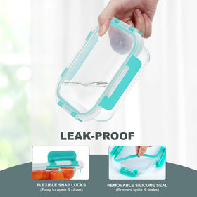 KOMUEE glass lids with airtight seal prevent leaks during transport.