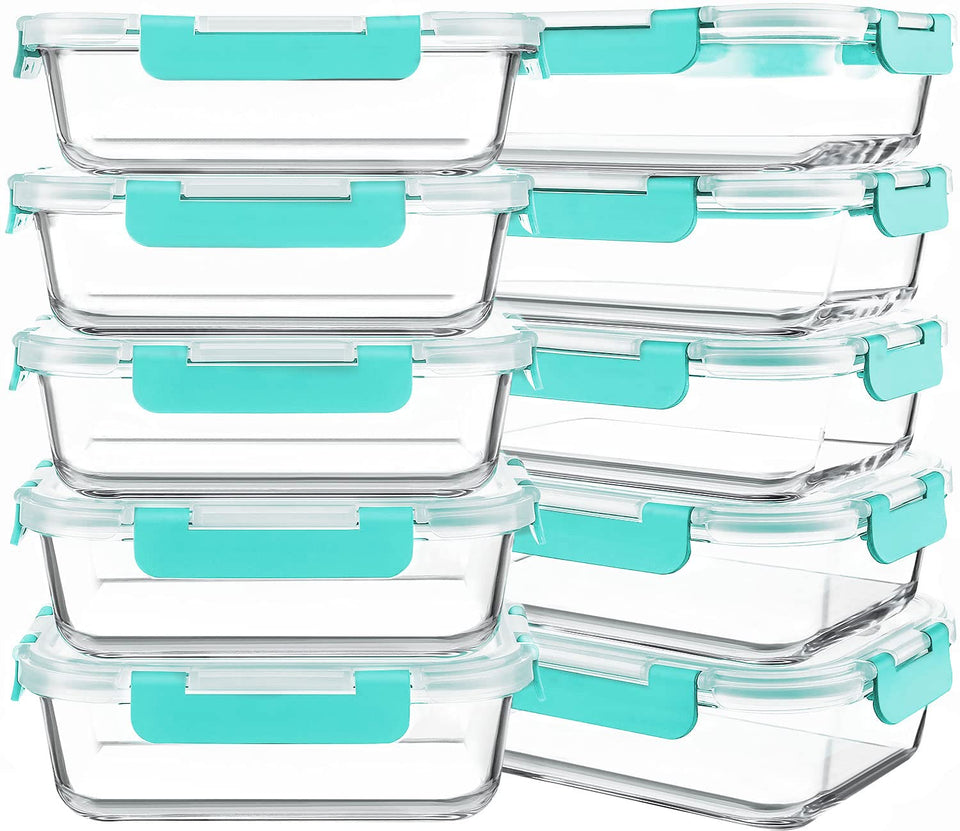 KOMUEE glass meal prep 30oz container set for organized portions.