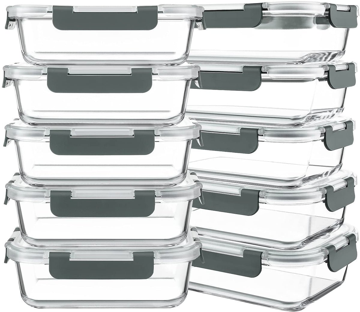 KOMUEE glass meal prep container 30oz viewed with contents for easy portioning