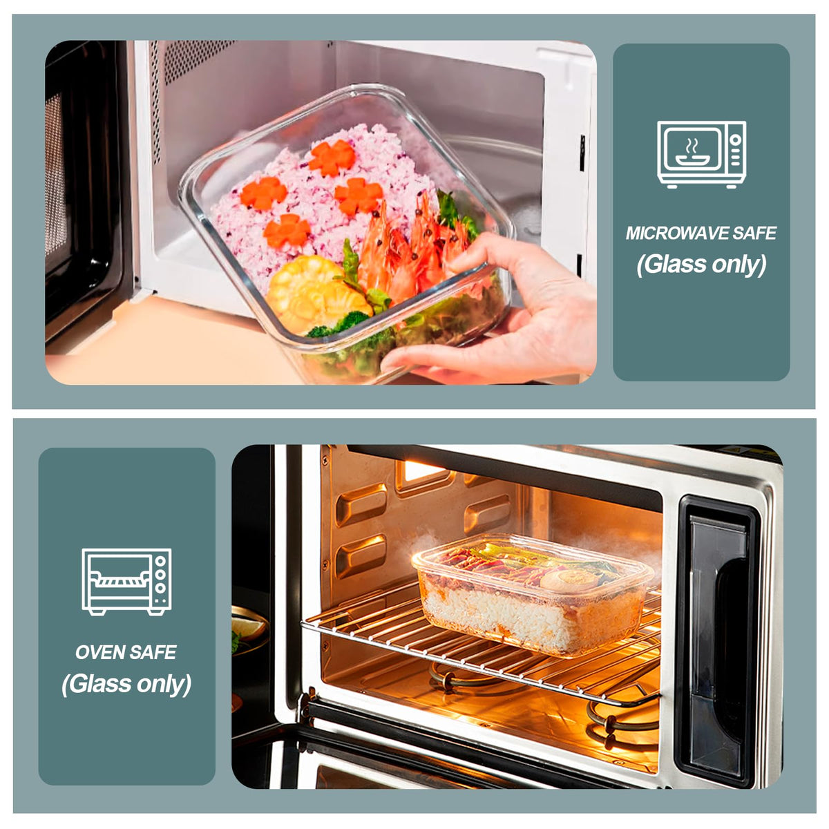 KOMUEE glass container top rack dishwasher safe with nonporous surface