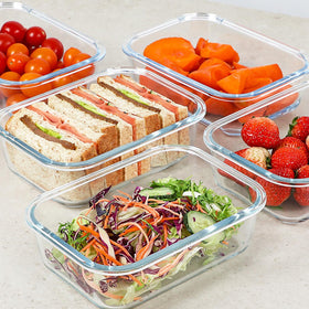 KOMUEE glass container lids with leak-proof seal for on-the-go lunches.