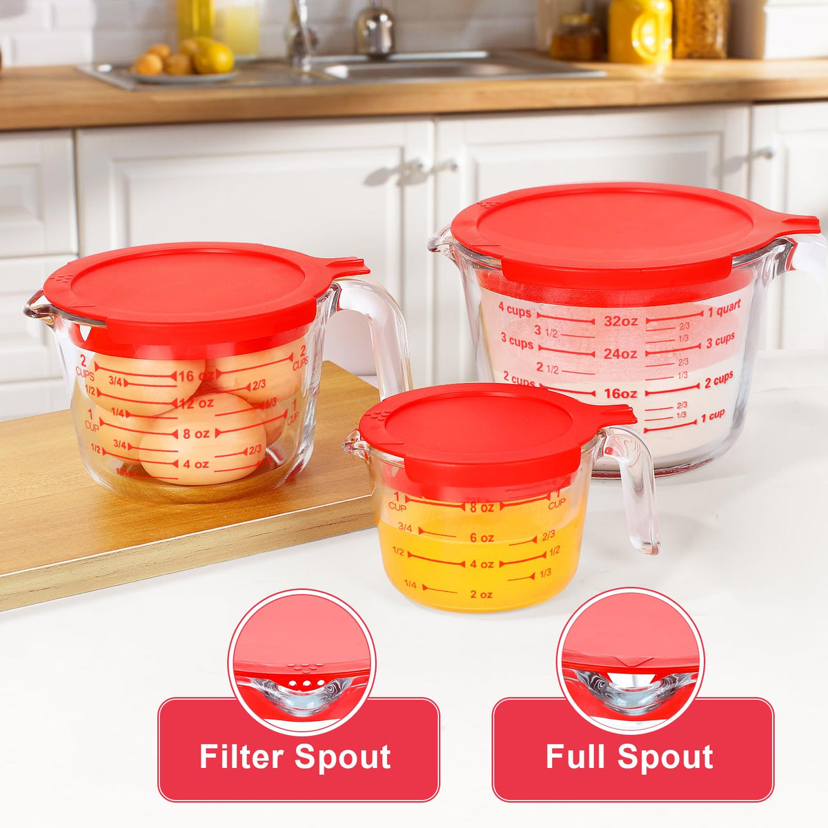 Komuee 4-cup glass measuring cup for larger batches and sauces.