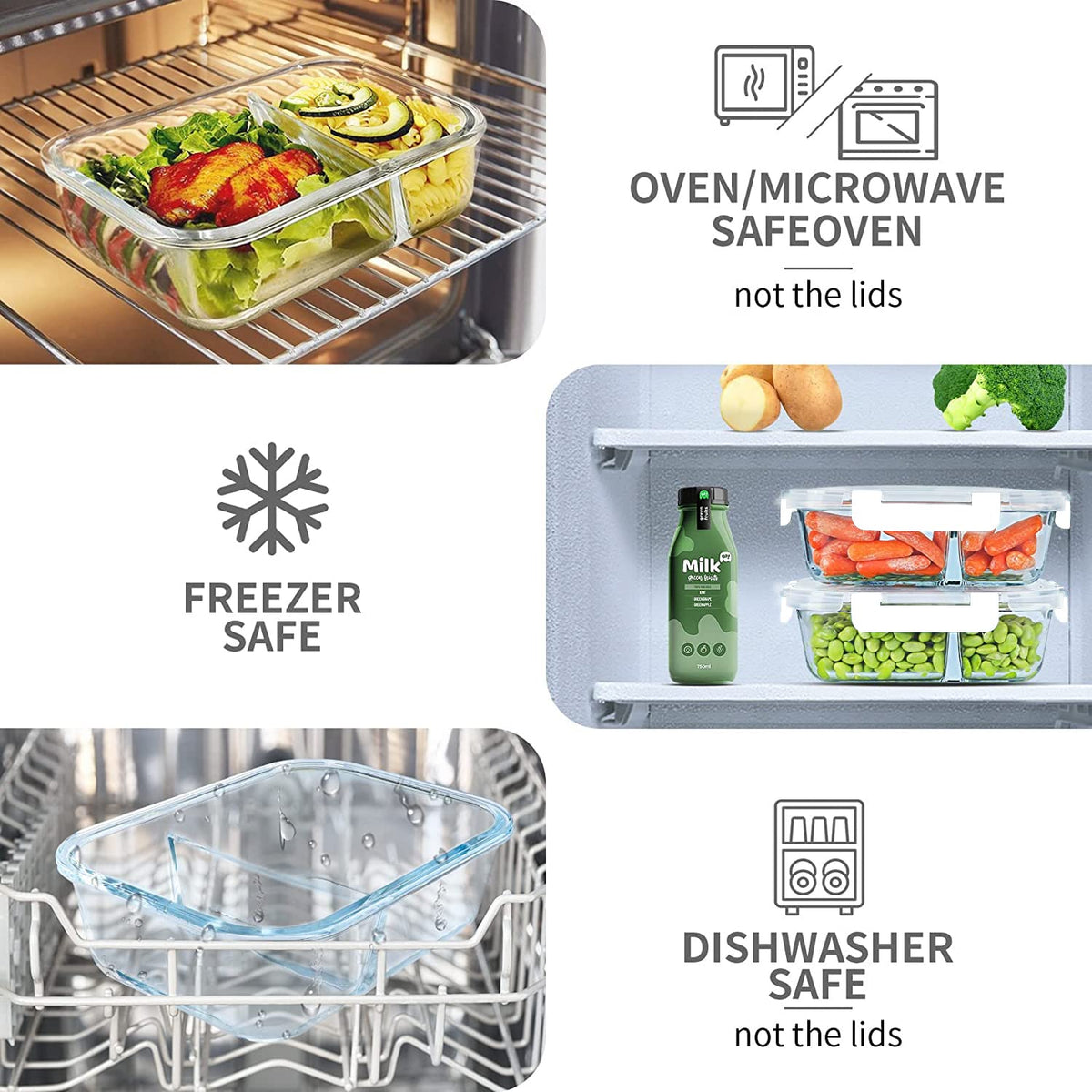KOMUEE leak-proof lids guard against leaks during transport.
