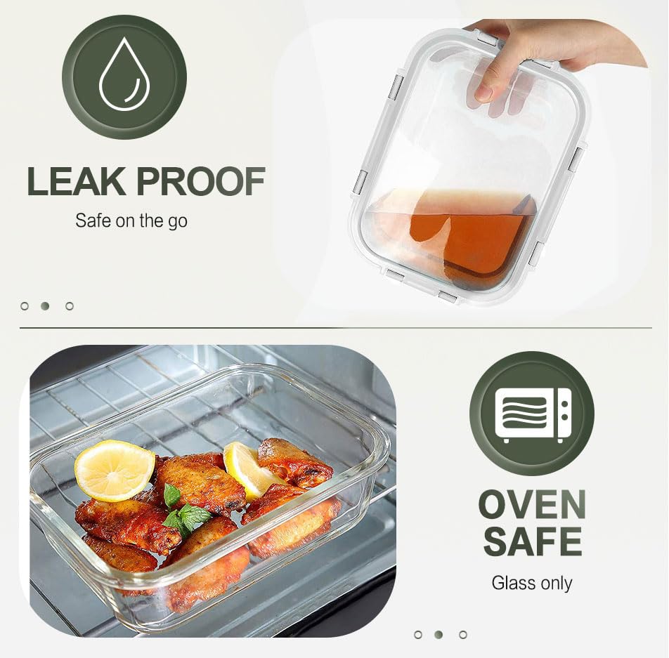 KOMUEE silicone-seal lids promote freshness and spill-free storage.