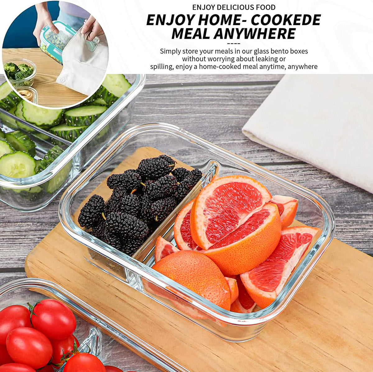 KOMUEE stackable clear design helps locate meals quickly.