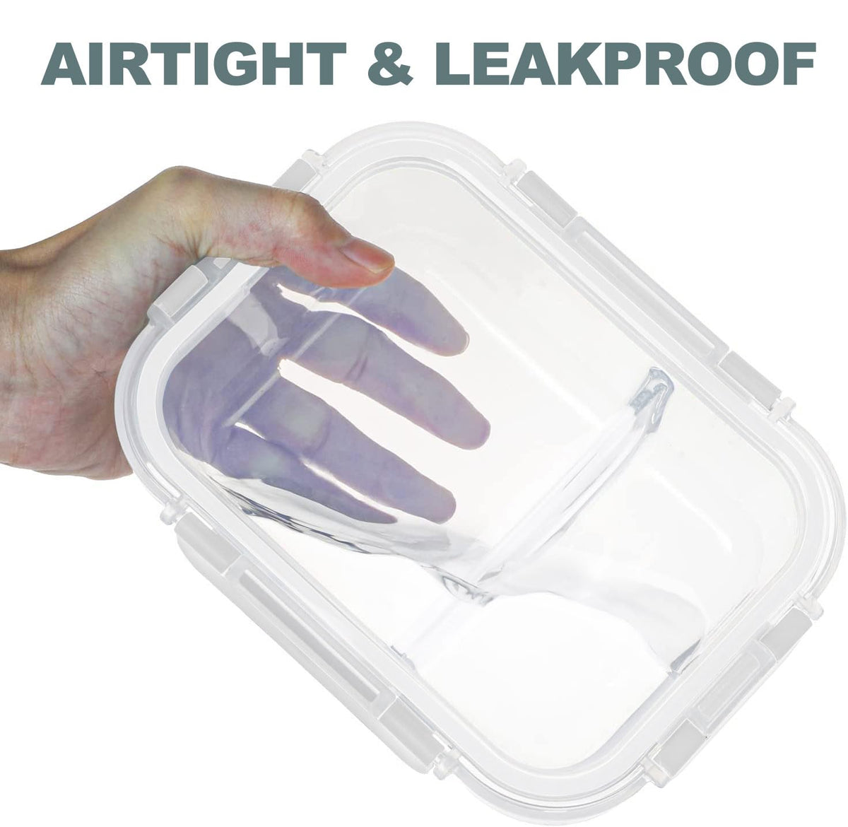 KOMUEE stackable glass meal prep containers save fridge space.