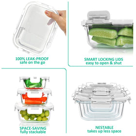 KOMUEE stackable glass storage saves fridge space while staying organized