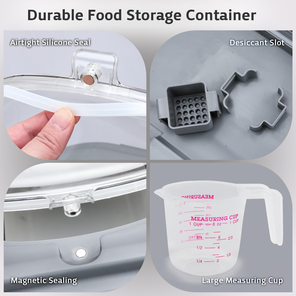 Komzon airtight lid with magnetic hatch preserves freshness.