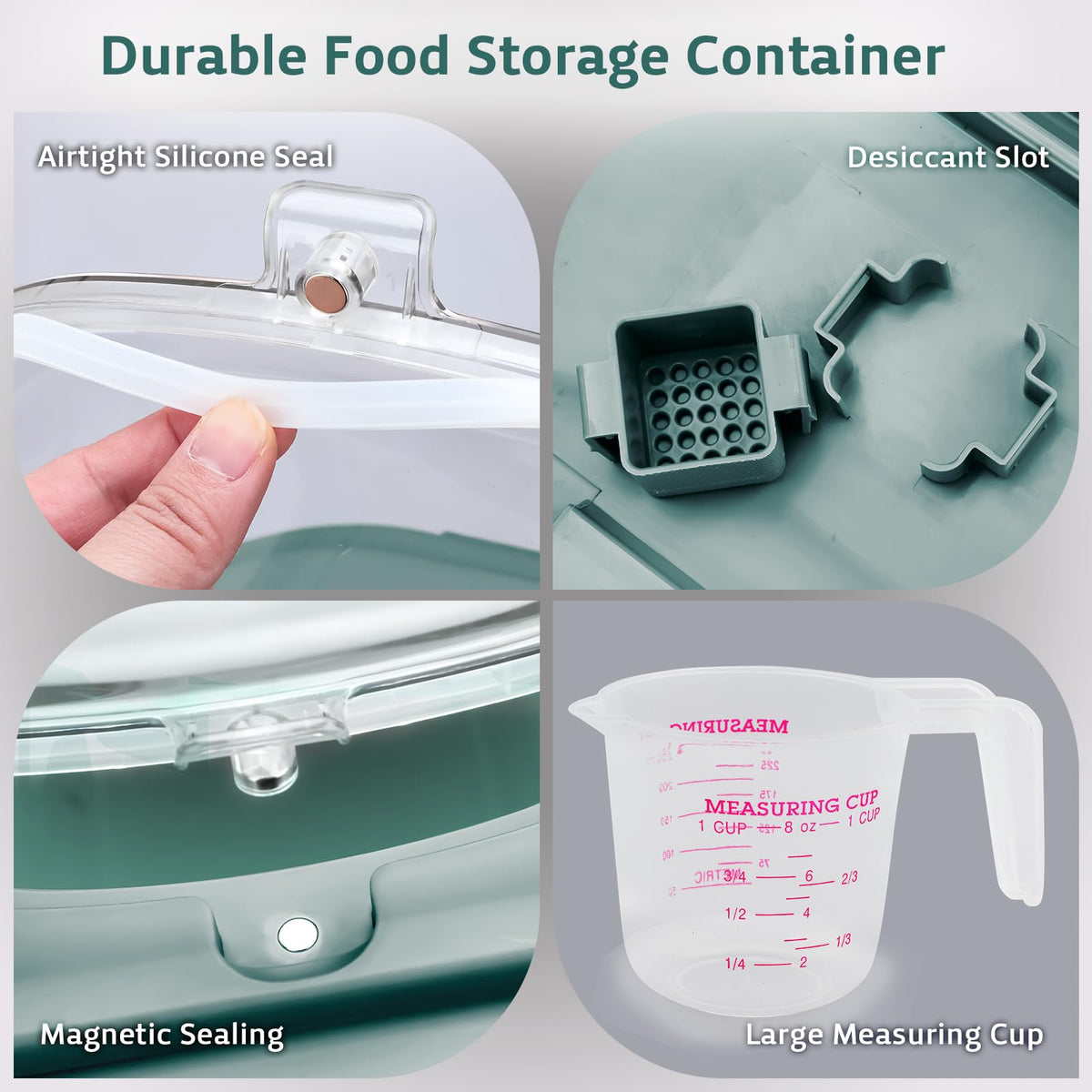 Komzon airtight lid with magnetic hatch keeping contents fresh