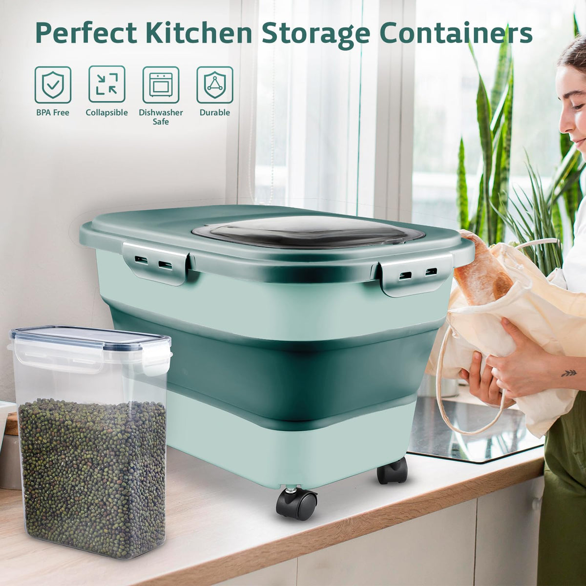 Komzon BPA free durable food container suitable for rice and flour