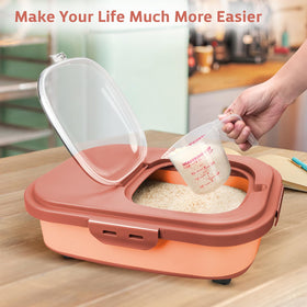 Komzon roomy design suits rice, pet food, flour, and cereal on busy kitchen counters.