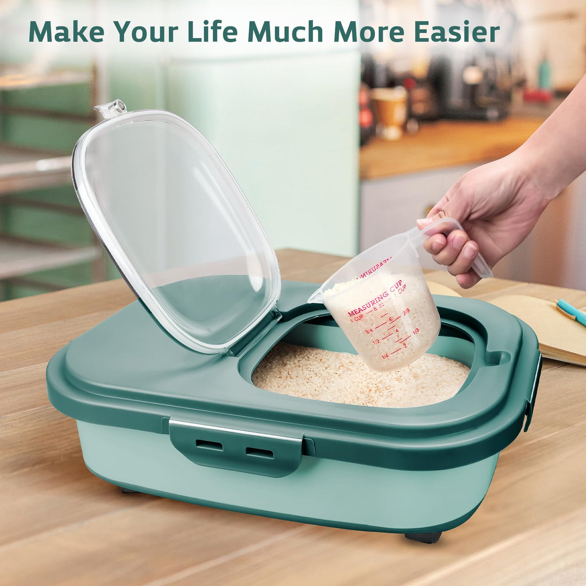 Komzon pet food storage container for dog and cat kibble