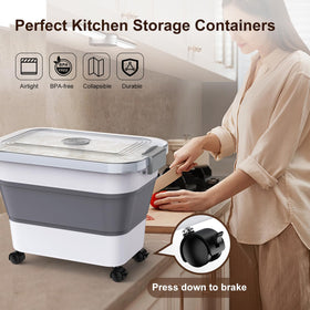 Komzon pet-food storage container stores dog, cat, or bird food neatly.