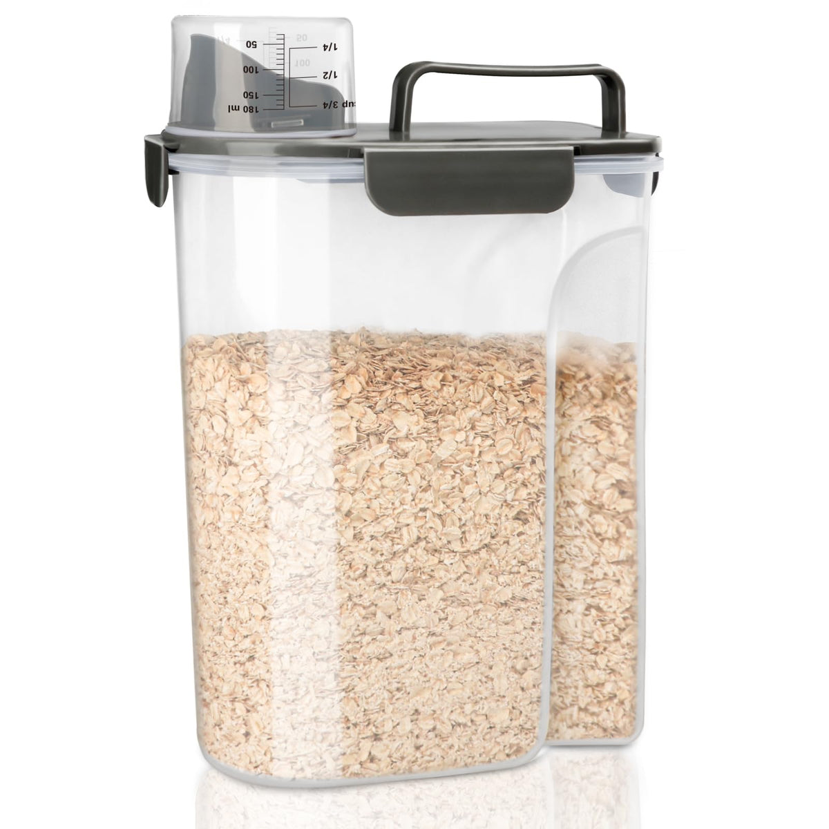 Komzon rice container with airtight four-side locking lid keeps rice fresh.