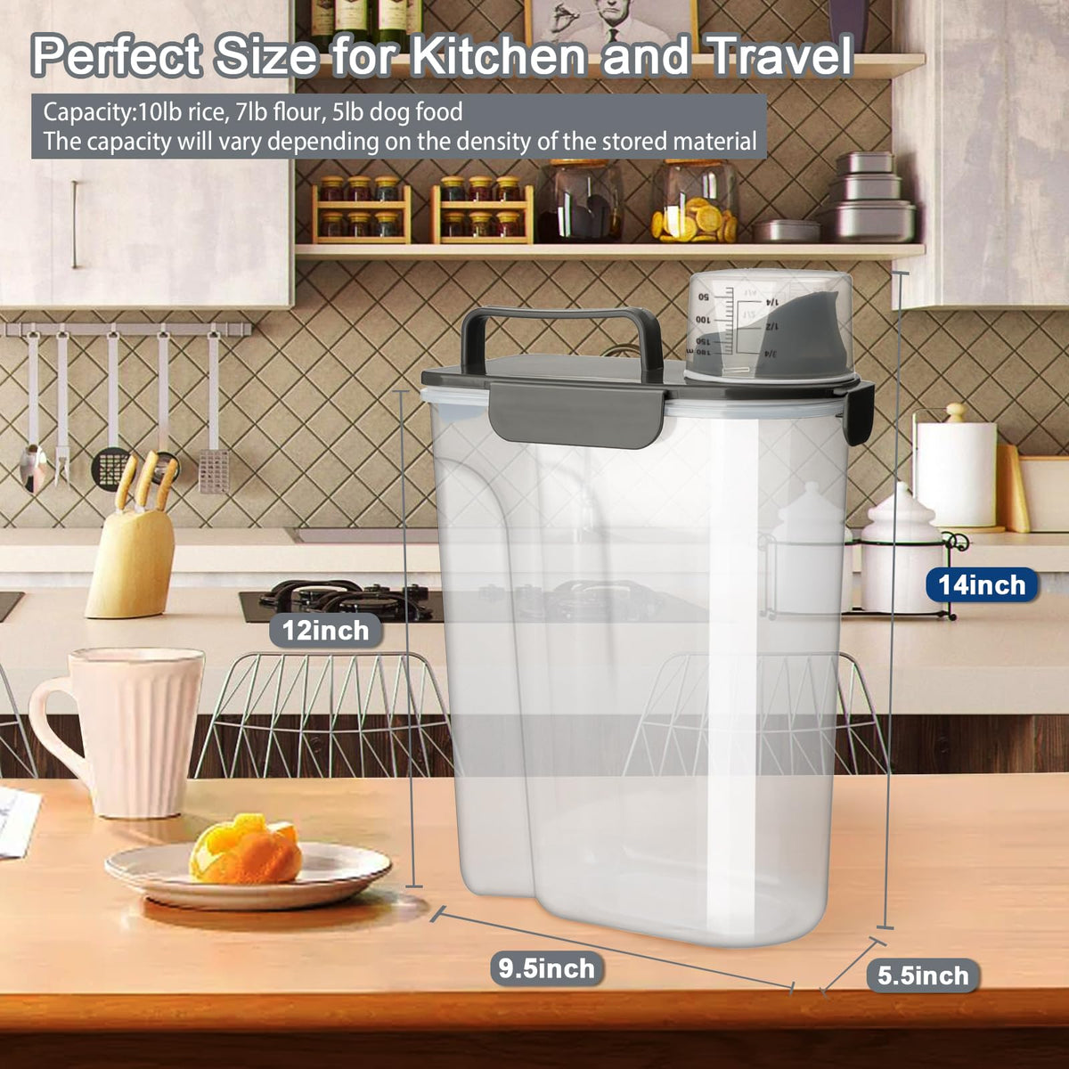 Komzon slim design saves counter space while keeping foods organized.