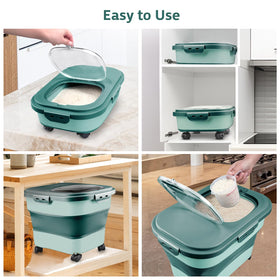 Komzon rice container with wheels for easy movement around the kitchen