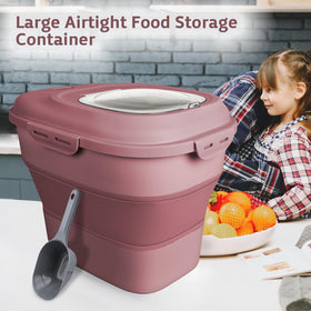 Komzon pink container includes measuring cup for precise portions