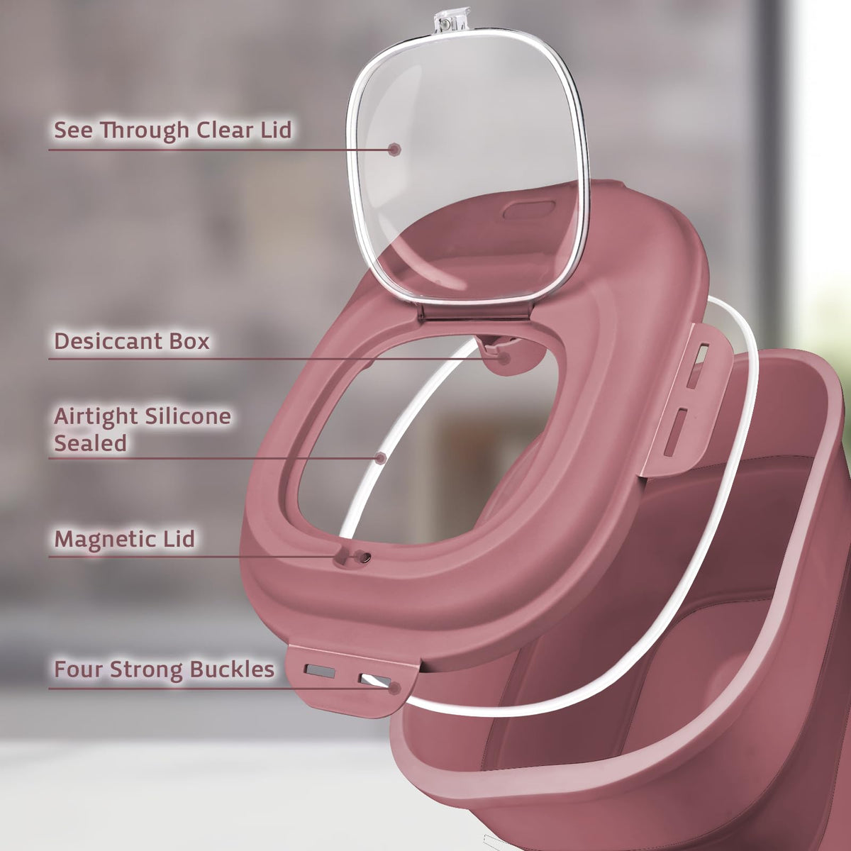Komzon pink rice container rolling wheels enable easy relocation