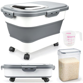 Komzon collapsible rice storage container extended for large dry-food storage.