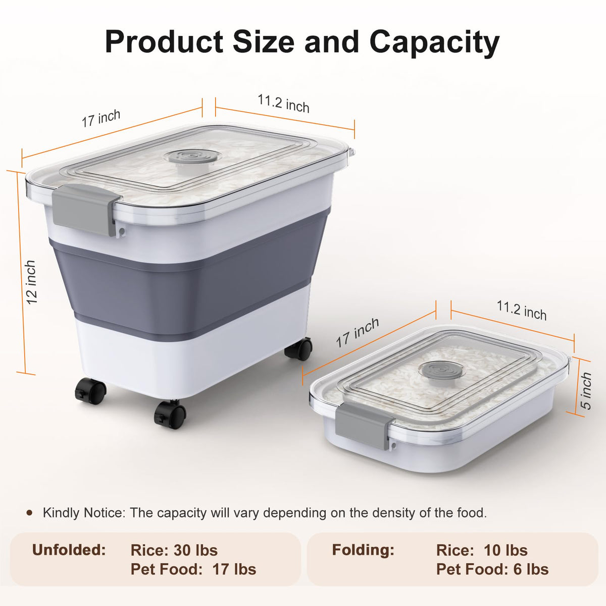 Komzon rice storage container with wheels for effortless mobility.