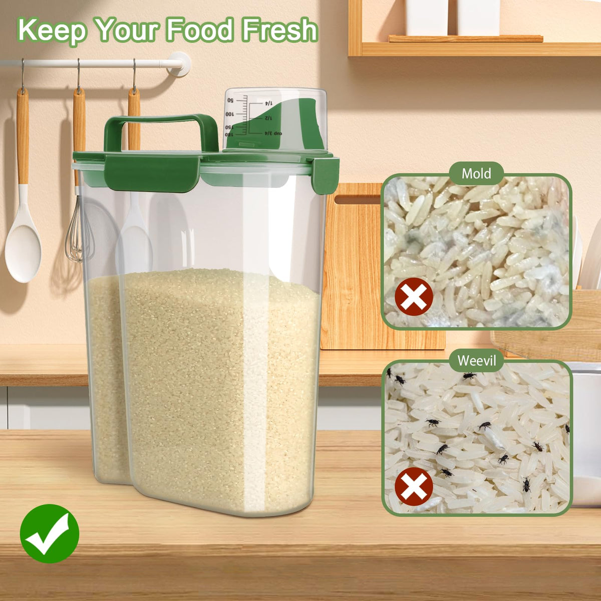 Komzon slim space-saving design fits pantry shelves neatly.