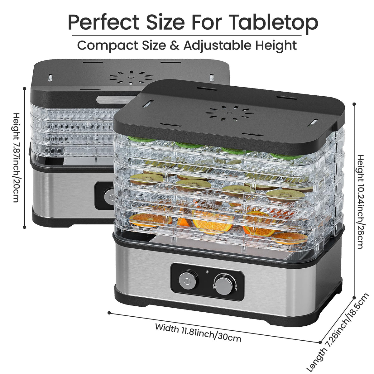 Konfintos dehydrator demonstrating temperature control and long operation time for precise results