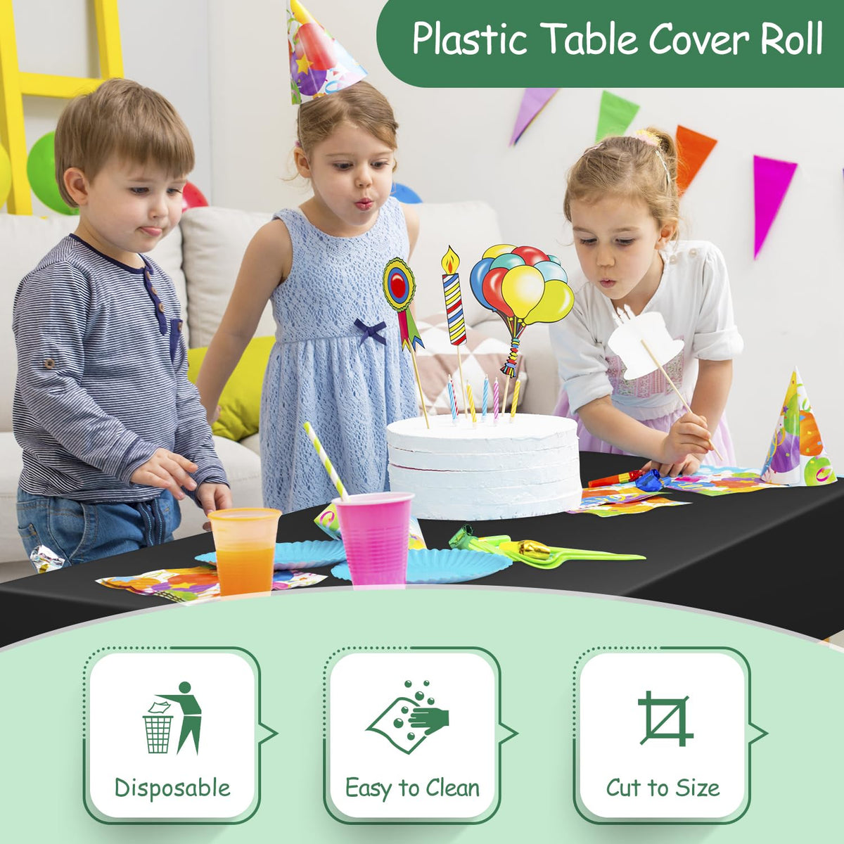 Kongdaoth black tablecloth ideal for weddings, dinners, and festive occasions
