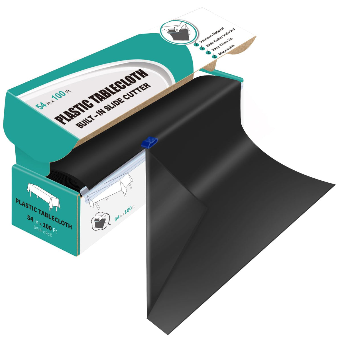 Kongdaoth tablecloth roll 54x100 in black protects surfaces during events