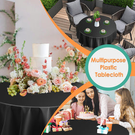 Kongdaoth wedding or dinner table setting with black round tablecloth
