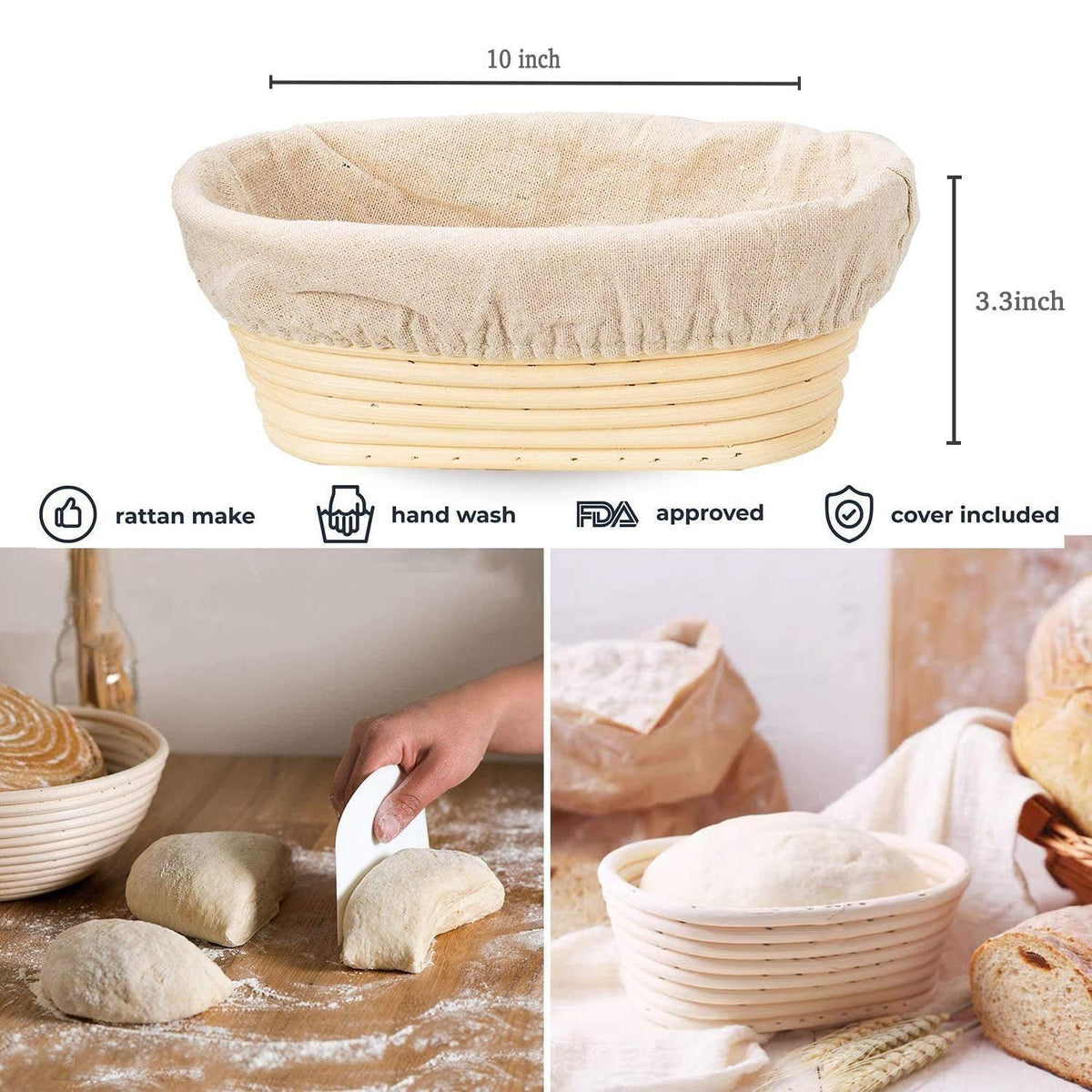 KONGDY linen liner for banneton baskets enables clean dough release.