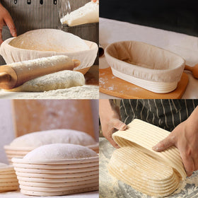 KONGDY sourdough banneton oval 10in proofing basket for baguette-length loaves