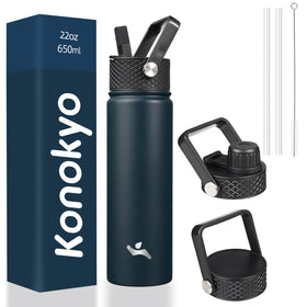 Konokyo 22oz bottle with three lids for versatile hydration on the go