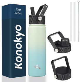 Konokyo 22oz insulated bottle mint with double-wall keeps drinks cold and hot.