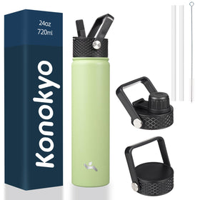 Konokyo 24oz insulated bottle macaron green keeps beverages hot or cold on the go.