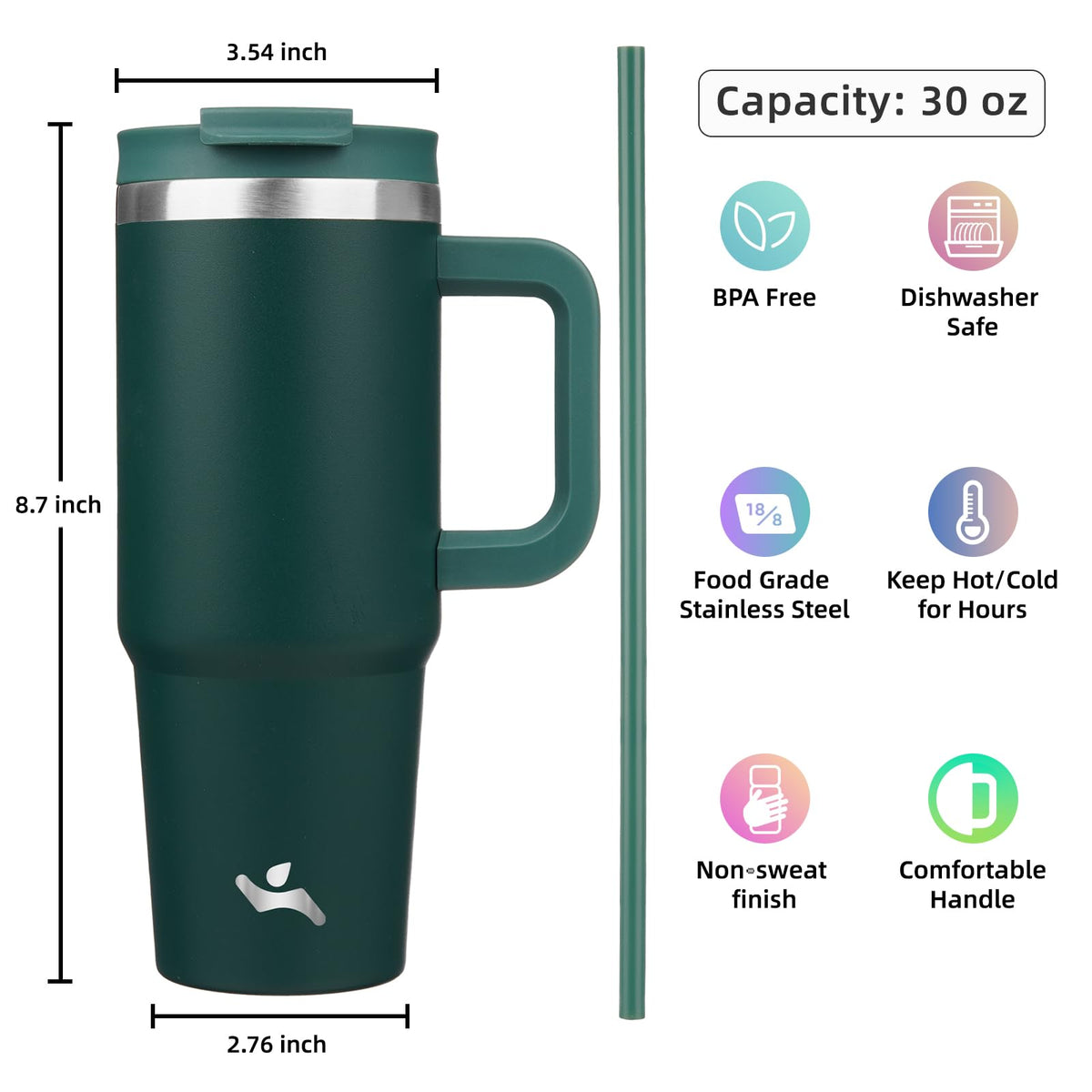Konokyo 30oz insulated double-wall keeps beverages at temperature