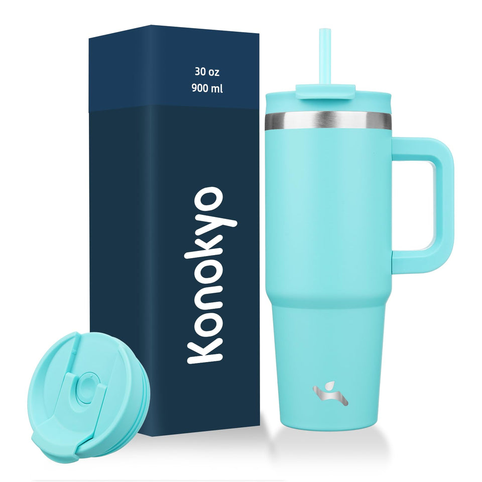 Konokyo 30 oz tumbler with handle for easy on-the-go hydration