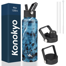 Konokyo 40oz insulated bottle in Marble Ocean for all-day hydration on the go.
