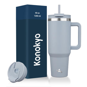 Konokyo 40oz tumbler with handle lavender front view for all-day hydration.