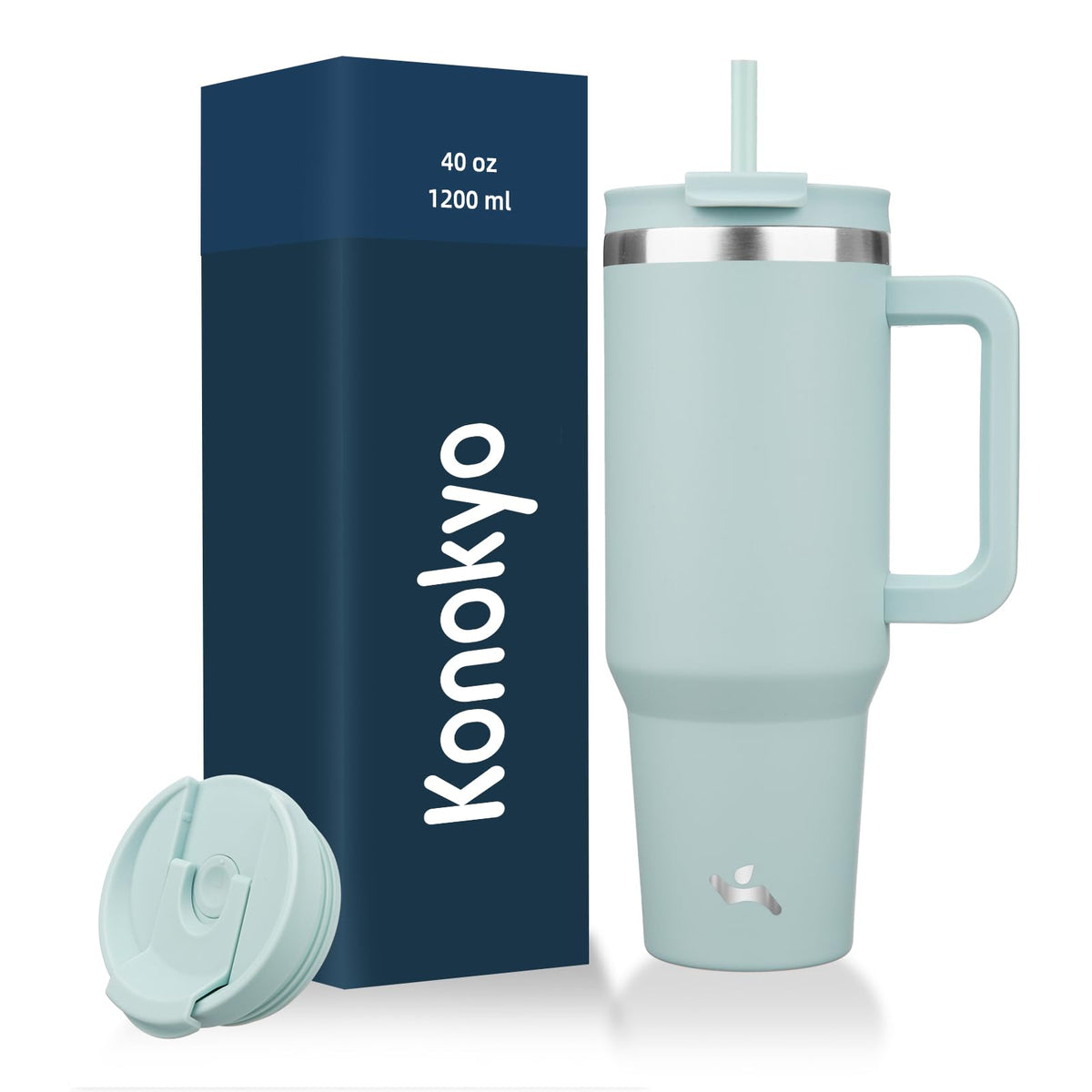 Konokyo 40oz tumbler with handle and straw for on-the-go hydration.