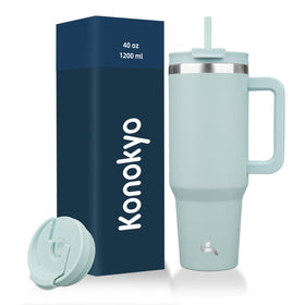 Konokyo 40oz tumbler with handle and straw for on-the-go hydration.