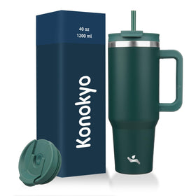 Konokyo 40oz tumbler with handle and straw for easy on-the-go sipping.